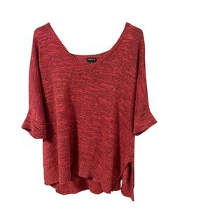 Torrid Casual Cozy Marled Knotted V-neck Short Cuffed Sleeve Pullover Plus Sz 2